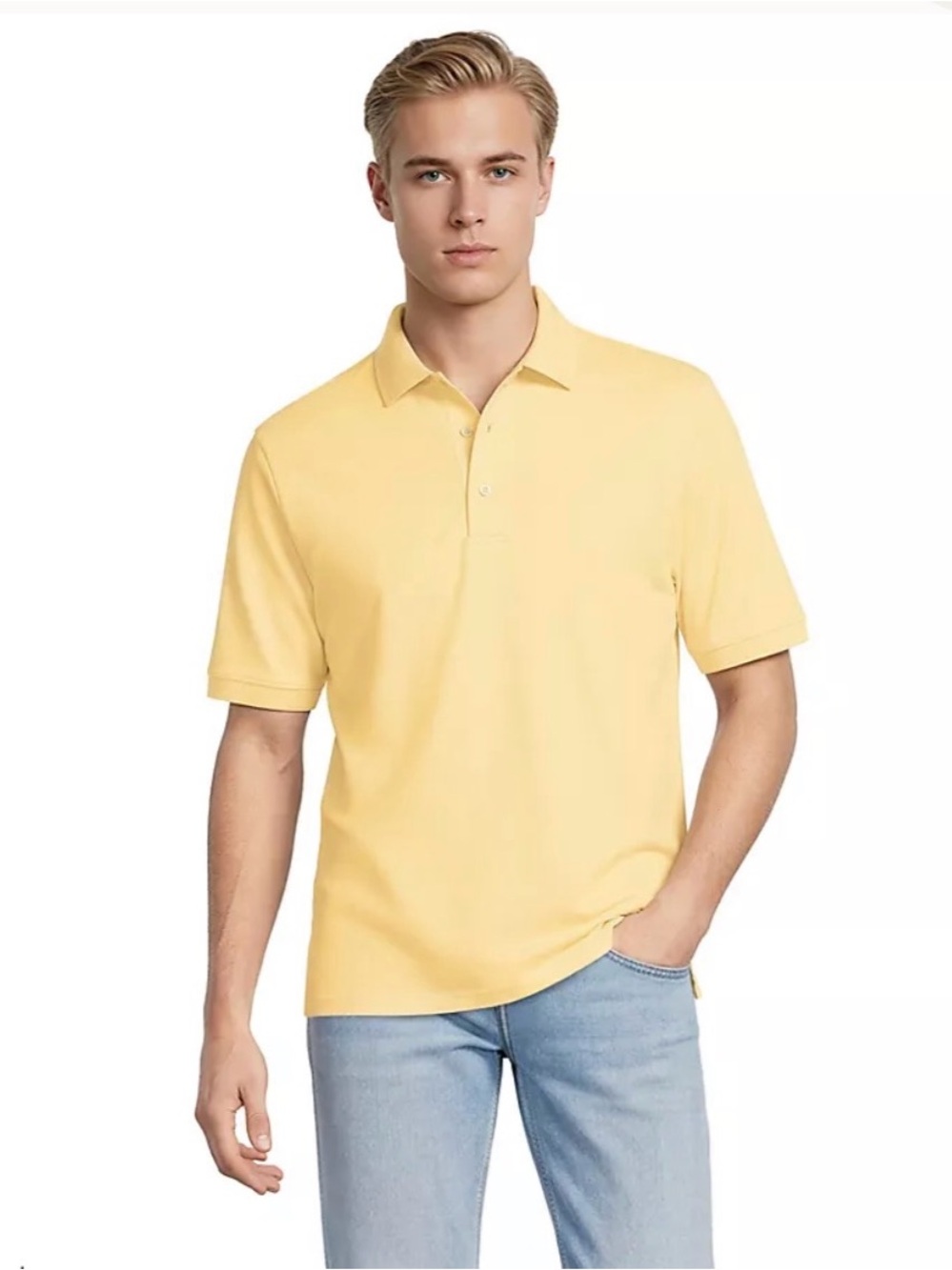 L.L. Bean Men's Short-Sleeve Polo Shirt - Pale Yellow XL